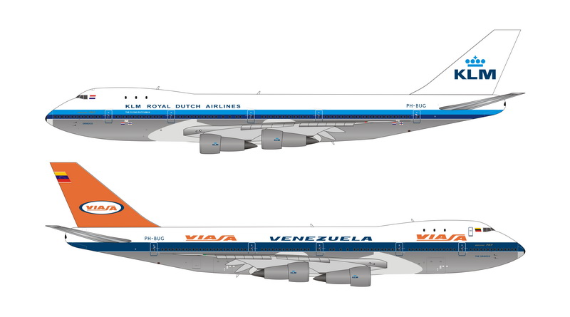 11681 Phoenix VIASA-KLM / ヴィアサ ＫＬＭオランダ航空 B747-200 PH-BUG 1:400 完売しました。 Phoenix 1:400 VIASA-KLM / ヴィアサ ＫＬＭオランダ航空 747-200 亜鉛ダイキャスト製