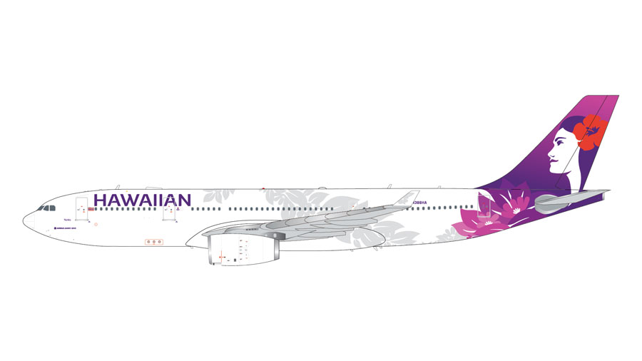 G2HAL1053 GEMINI 200 HAWAIIAN / ハワイアン航空 A330-200 N388HA 1:200 完売しました。 GEMINI JETS 1:200 Hawaiian Airlines / ハワイアン航空 A330-200 亜鉛ダイキャスト製