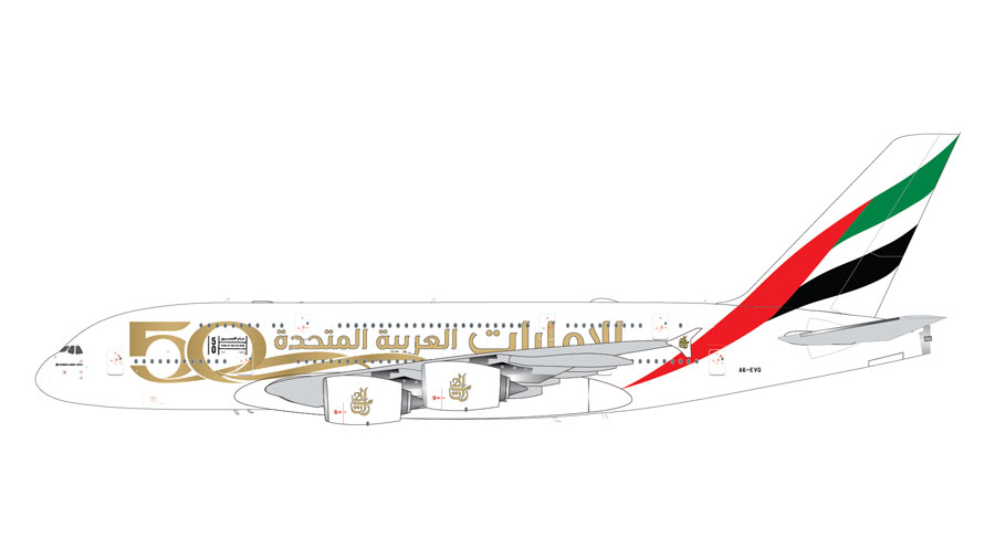 G2UAE1056 GEMINI 200 Emirates / エミレーツ航空 A380 UAE 50th Anniversary Livery  A6-EVG 1:200 完売しました。 GEMINI JETS 1:200 Emirates / エミレーツ航空 A380 亜鉛ダイキャスト製