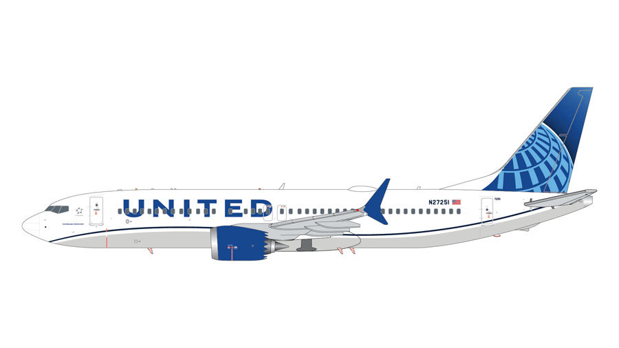 G2UAL1054 GEMINI 200 UNITED / ユナイテッド航空 B737 MAX8 N27251 1:200 完売しました。 GEMINI JETS 1:200 United Airlines / ユナイテッド航空 737 MAX8 亜鉛ダイキャスト製