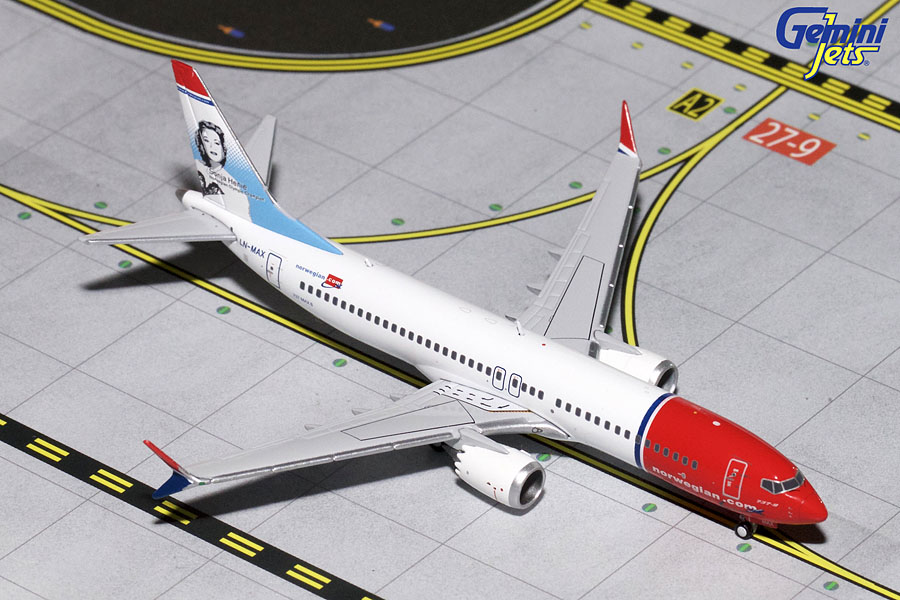 GJ701654 GEMINI JETS NORWEGIAN / ノルウェー・エアシャトル B737 MAX8 LN-MAX Sonja Henie 1:400 完売しました。