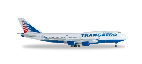 527651 Herpa TRANSAERO AIRLINES / トランスアエロ航空 B747-400 EI-RUB 1:500 メーカー完売
