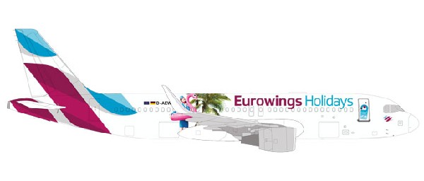 531276 Herpa Eurowings / ユーロウイングス A320 OE-IQD Eurowings Holidays 1:500 お取り寄せ