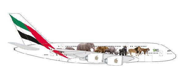 531764 Herpa Emirates / エミレーツ航空 United for Wildlife A380-800 A6-EEI 1:500 メーカー完売