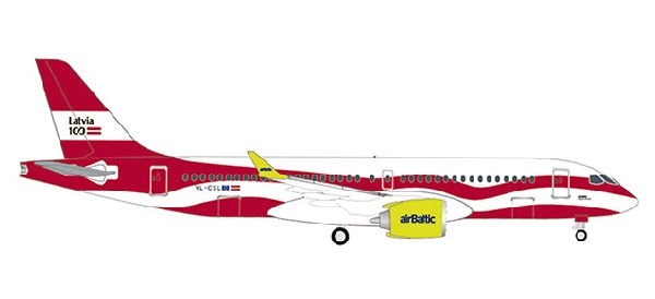 533171 Herpa airBaltic / エア バルティック A220-300 Latvia 100 YL-CSL 1:500 完売しました。