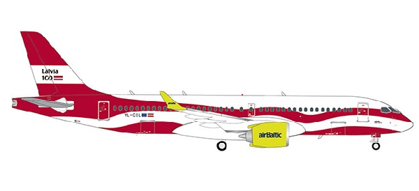 559690 Herpa airBaltic / エア バルティック ラトビア A220-300 Latvia 100 YL-CSL 1:200 完売しました。