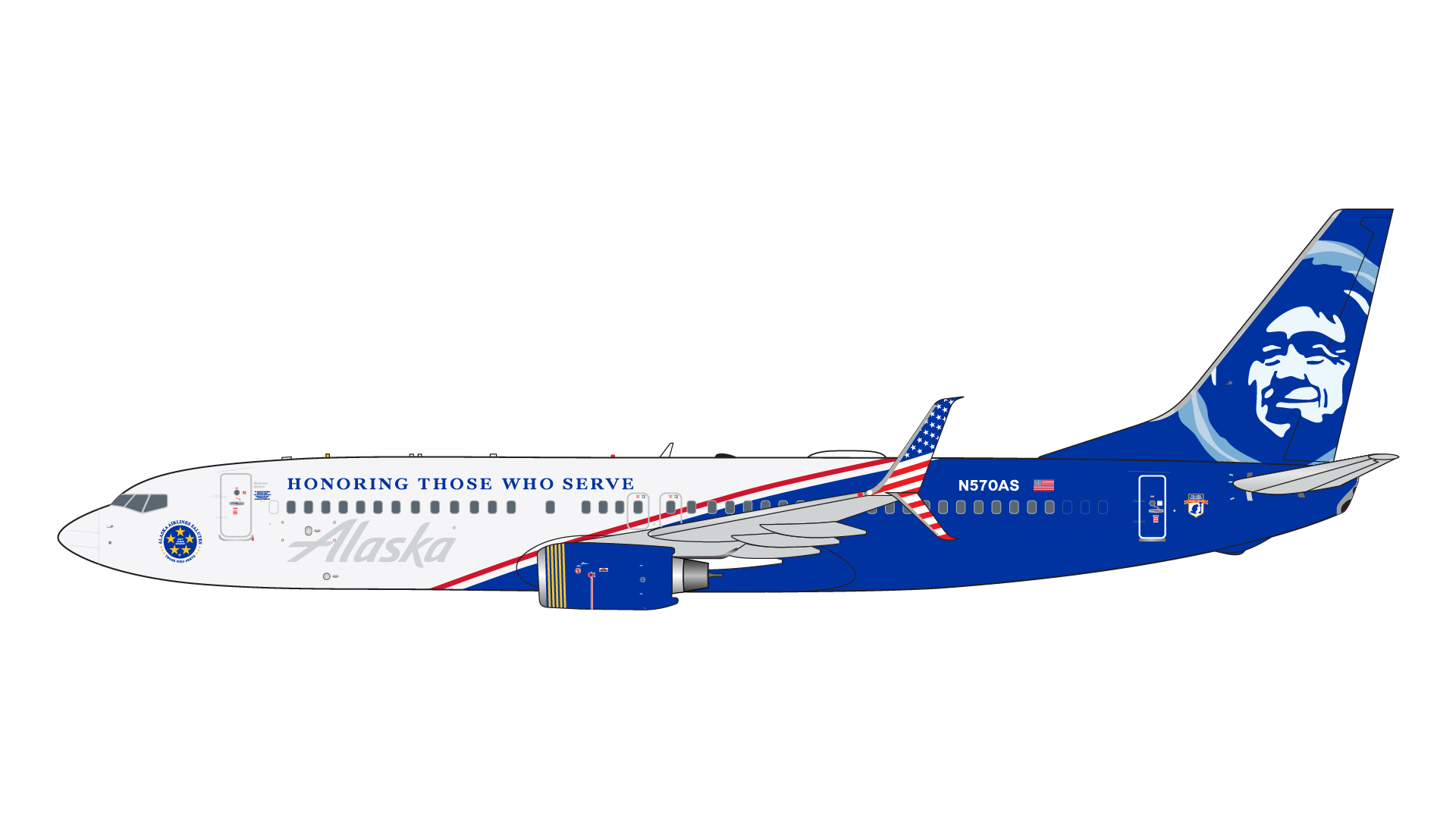 GJASA2122 GEMINI JETS Alaska Airlines / アラスカ航空 B737-800S Honoring Those Who Serve N570AS 1:400 メーカー完売 GEMINI JETS 1:400 ALASKA AIRLINES / アラスカ航空 737-800 亜鉛ダイキャスト製