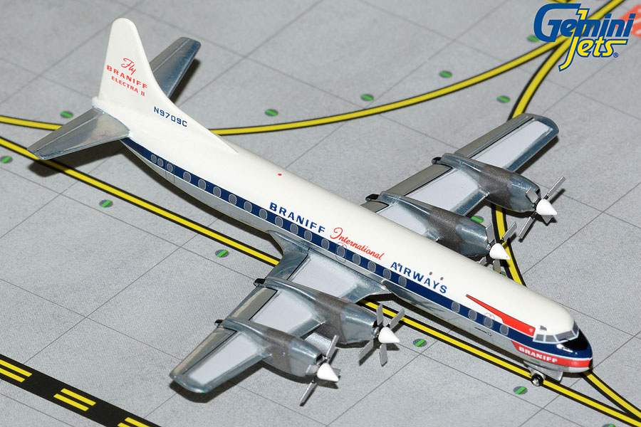 GJBNF2090 GEMINI JETS Braniff / ブラニフ航空 L-188A Electra El Dorado livery; polished belly N9709C 1:400 お取り寄せ