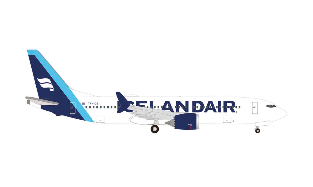 536752 Herpa Icelandair / アイスランド B737 Max 8 Jokulsarlon 新塗装 (cyan tail stripe) TF-ICE 1:500 完売しました。