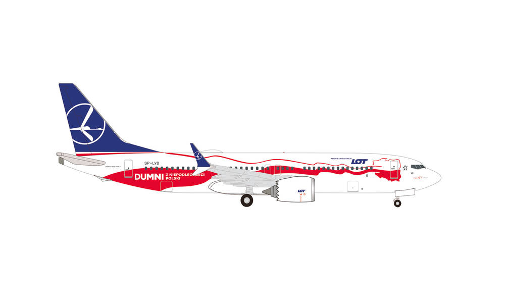 536790 Herpa LOT Polish Airlines / LOTポーランド航空 B737 Max 8 Proud of Poland's Independence SP-LVD 1:500 お取り寄せ