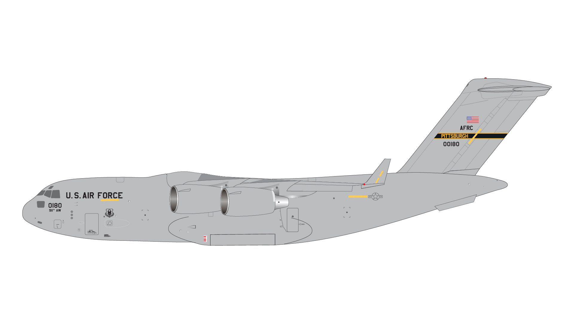 G2AFO1206 GEMINI 200 U.S. Air Force / アメリカ空軍 C-17A 00-0180 Pittsburgh Air Reserve Station 1:200 完売しました。