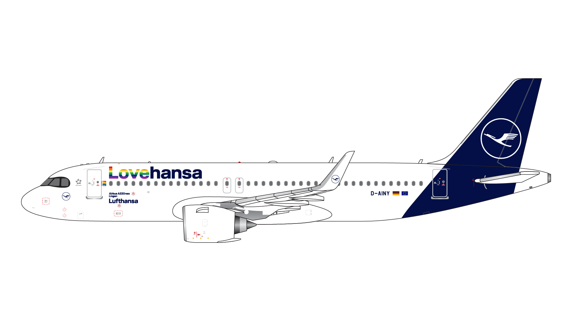 GJDLH2168 GEMINI JETS Lufthansa / ルフトハンザドイツ航空 Lovehansa titles A320neo D-AINY 1:400