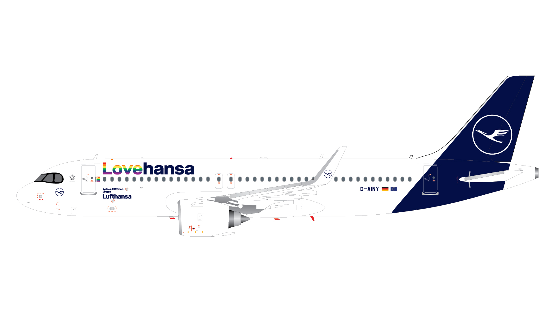 G2DLH1198 GEMINI 200 ルフトハンザドイツ航空 Lufthansa A320neo D-AINY Lovehansa titles 1:200 お取り寄せ