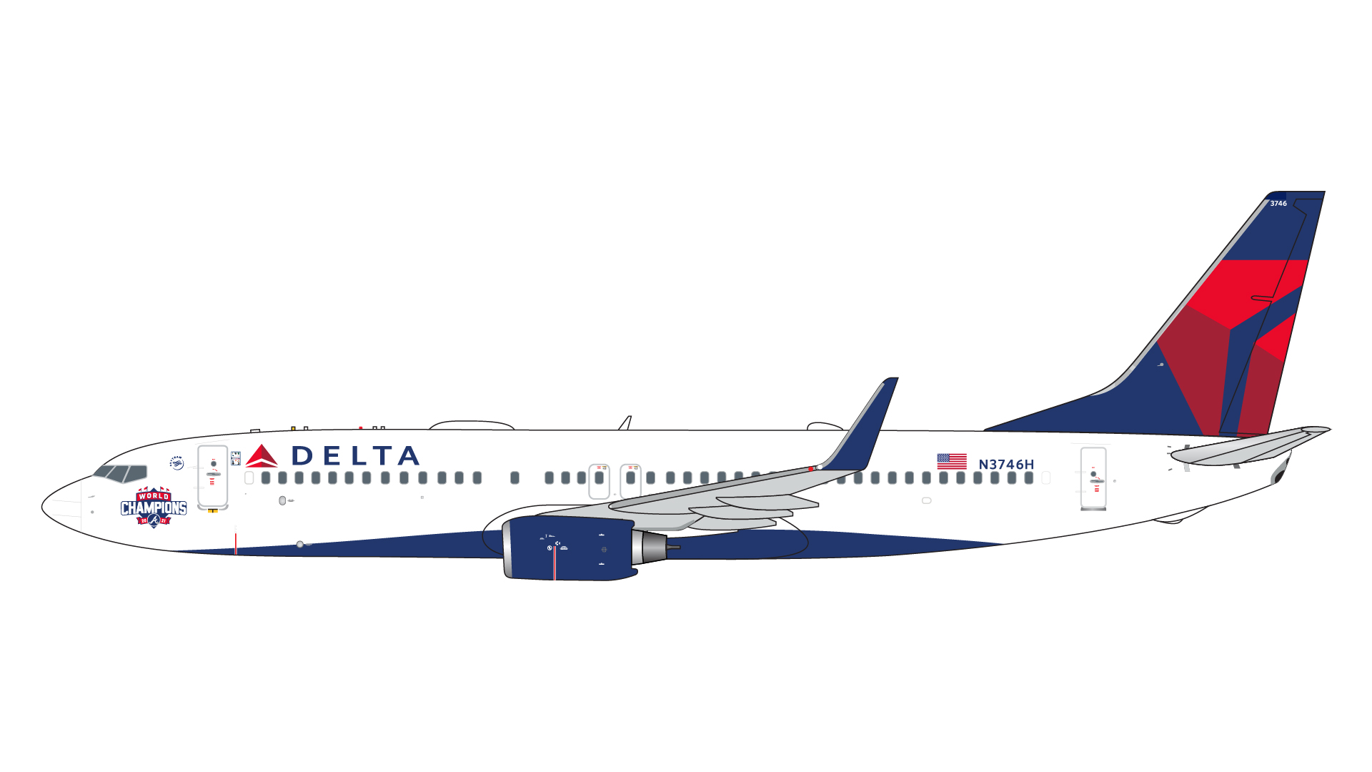 GJDAL2101 GEMINI JETS Delta Air Lines / デルタ航空 Atlanta Braves / World Champions B737-800W N3746H 1:400 メーカー完売