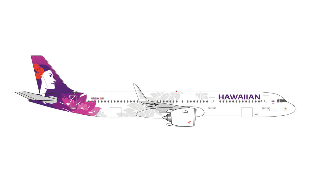 537049 Herpa Hawaiian Airlines / ハワイアン航空 A321neo N215HA Uhiuhi 1:500 完売しました