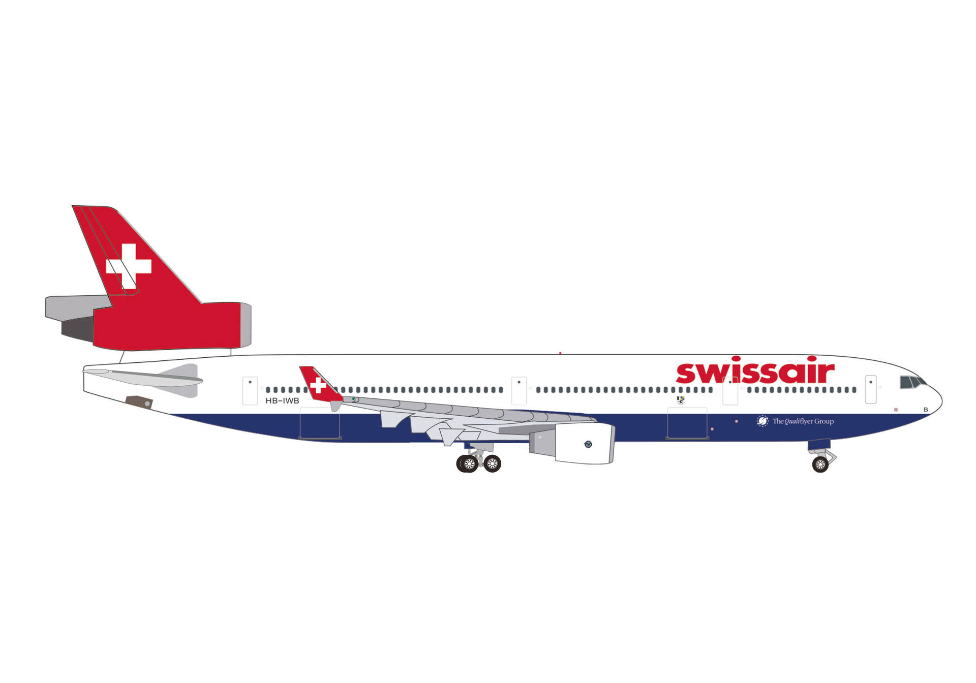 537087 Herpa Swiss International Air Lines / スイス国際航空 MD-11 HB-IWB “Qualiflyer” “Graubünden” 1:500 完売しました。