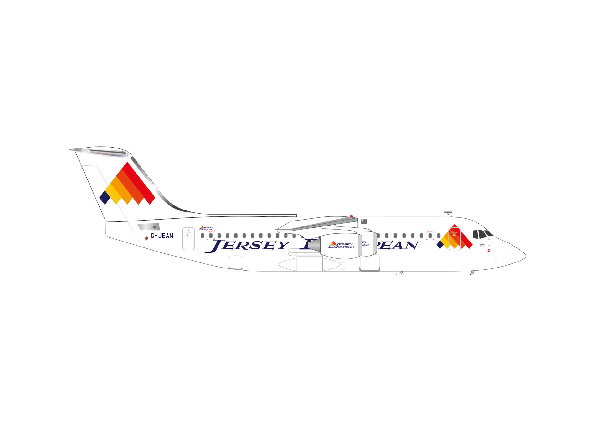 572828 Herpa Jersey European Airways / ジャージー・ヨーロピアン・エアウェイズ BAe 146-300 G-JEAM Pride of Jersey 1:200 メーカー完売