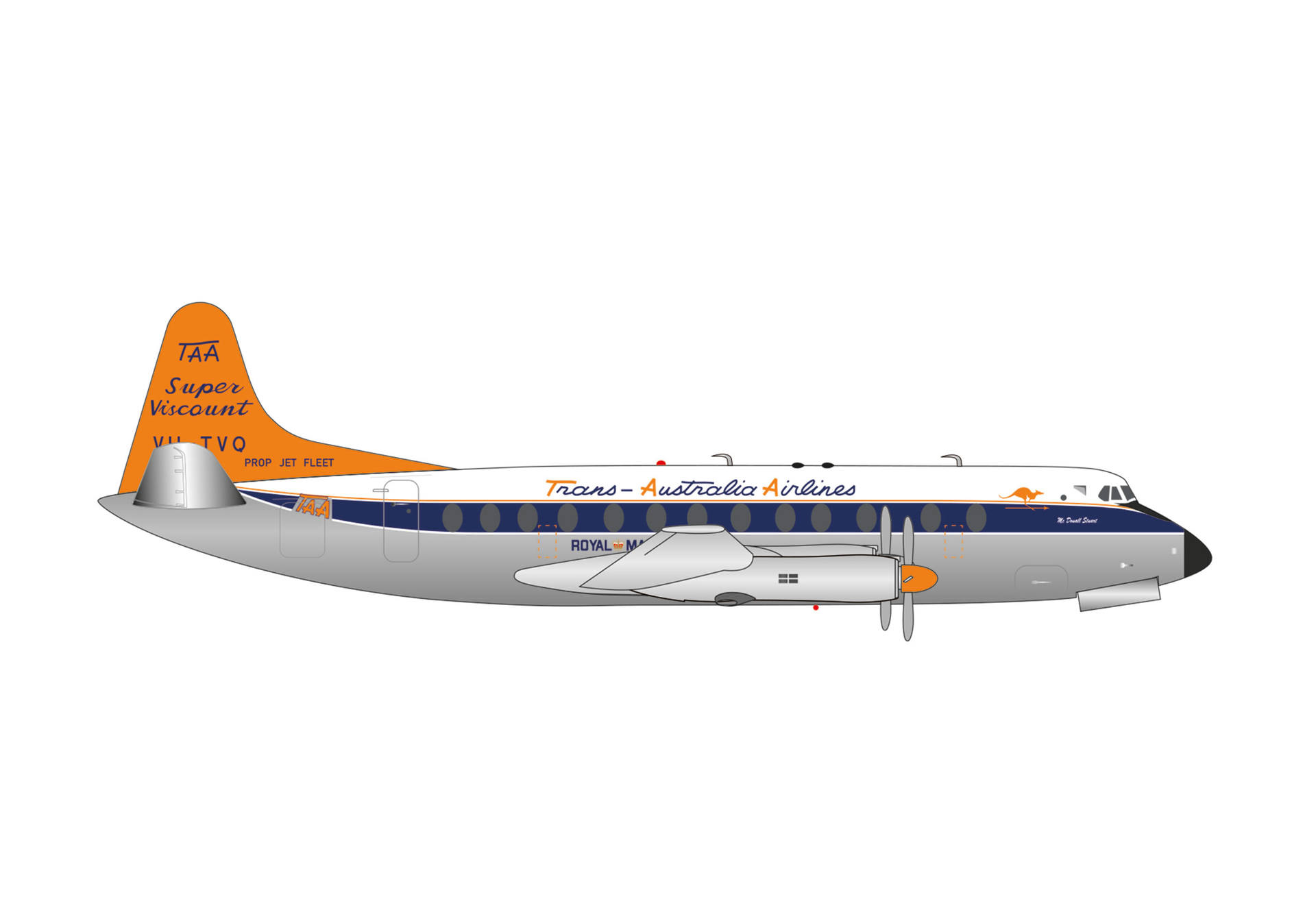 572859 Herpa TAA/Trans Australia / トランス・オーストラリア航空 Vickers Viscount 800 VH-TVQ McDouall Stuart 1:200