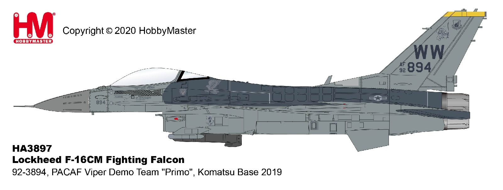 HA3897 HOBBY MASTER U.S. Air Force / アメリカ空軍 F-16CM 太平洋空軍 Primo 小松基地2019 1:72 完売しました。
