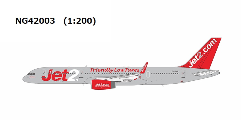 NG42003 NG MODELS Jet2.com / ジェットツー・コム Friendly Low Fares titles; with metal stand B757-200/w  G-LSAB  1:200 完売しました。