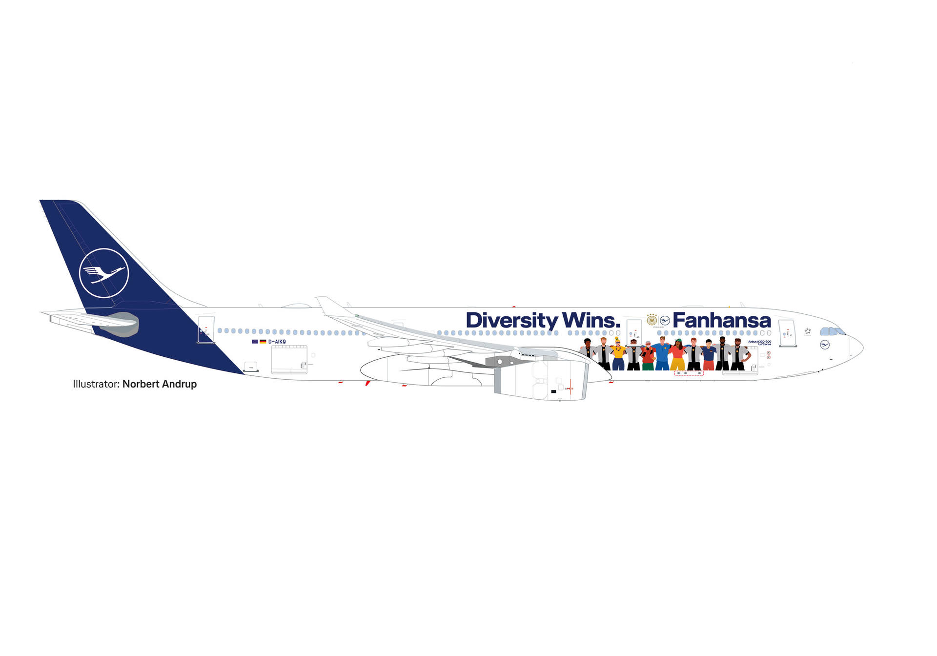 537216 Herpa Lufthansa / ルフトハンザドイツ航空 A330-300 D-AIKQ Fanhansa - Diversity Wins 1:500 メーカー完売