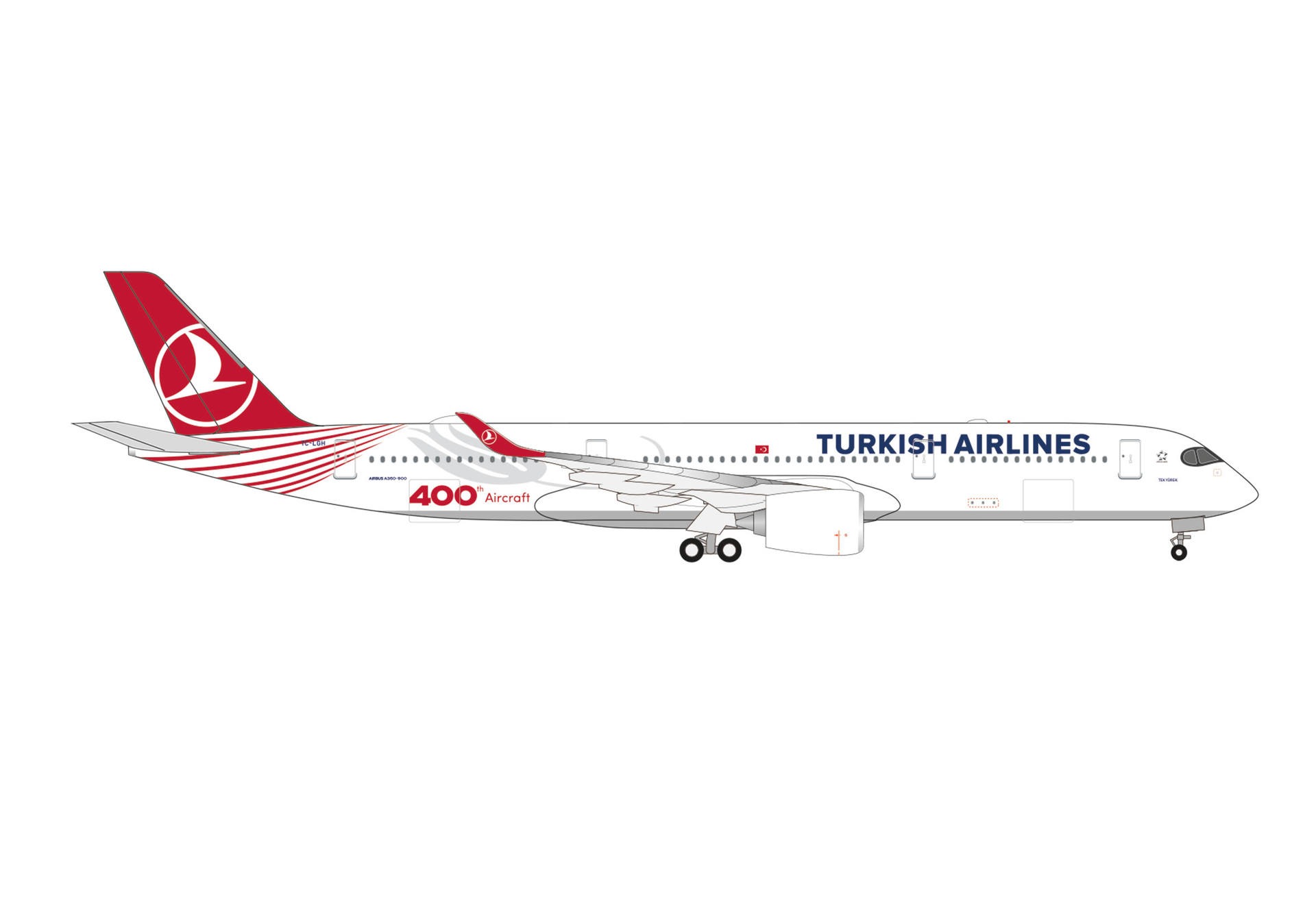 537230 Herpa Turkish Airlines / トルコ航空/ターキッシュ エアラインズ A350-900 TC-LGH 400th Aircraft ,Tek Yürek 1:500 完売しました。