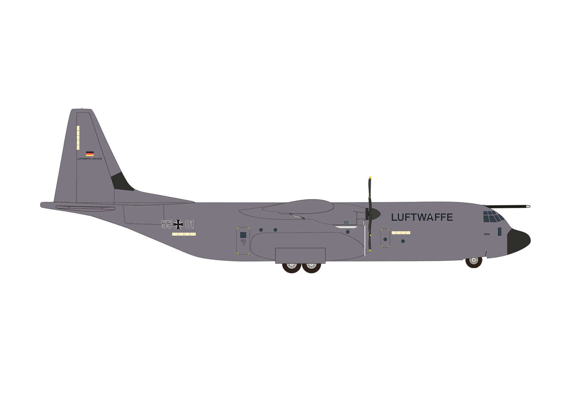 537438 Herpa Luftwaffe / ドイツ空軍 C-130J-30 55+01 German-French Air Transport Squadron 1:500 完売しました。