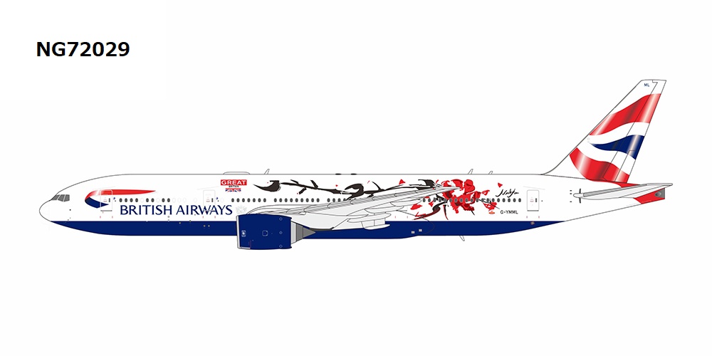 NG72029 NG MODELS British Airways / 英国航空 ブリティッシュ・エアウェイズ GREAT Festival of Creativity cs; equipped with TRENT 800 engines B777-200ER G-YMML 1:400 完売しました。