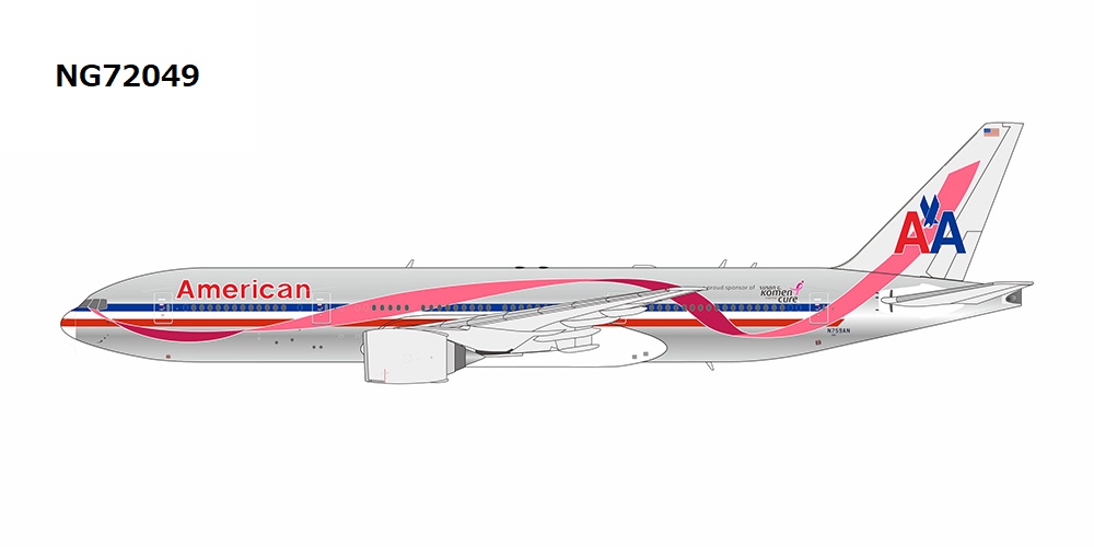 NG72049 NG MODELS American Airlines / アメリカン航空 Pink Ribbon cs, polished cs B777-200ER N759AN 1:400 完売しました。
