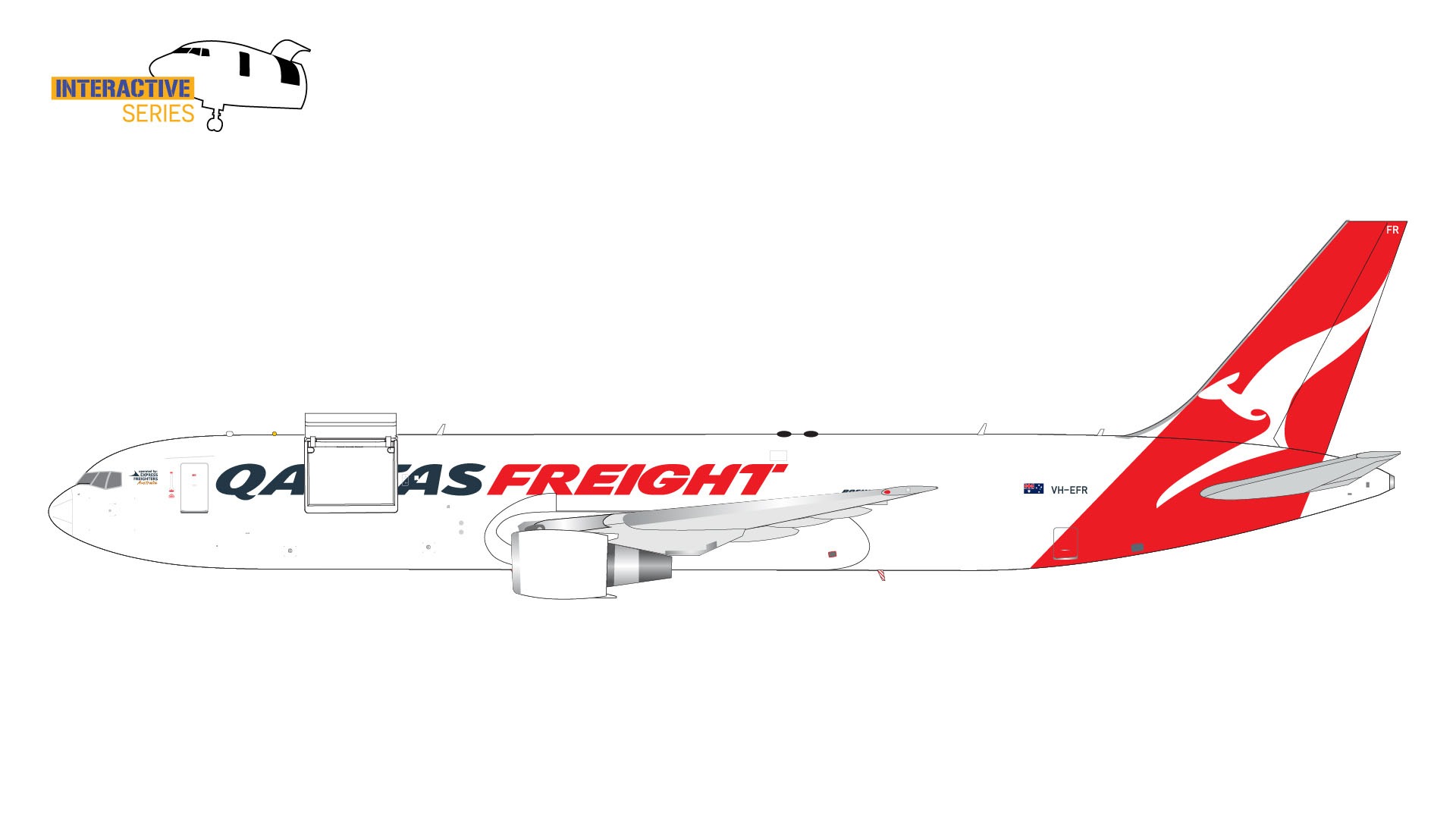 G2QFA1172 GEMINI 200 Qantas Airways / カンタス航空 B767-300ERF VH-EFR  Interactive Series 開閉選択式 1:200 完売しました。