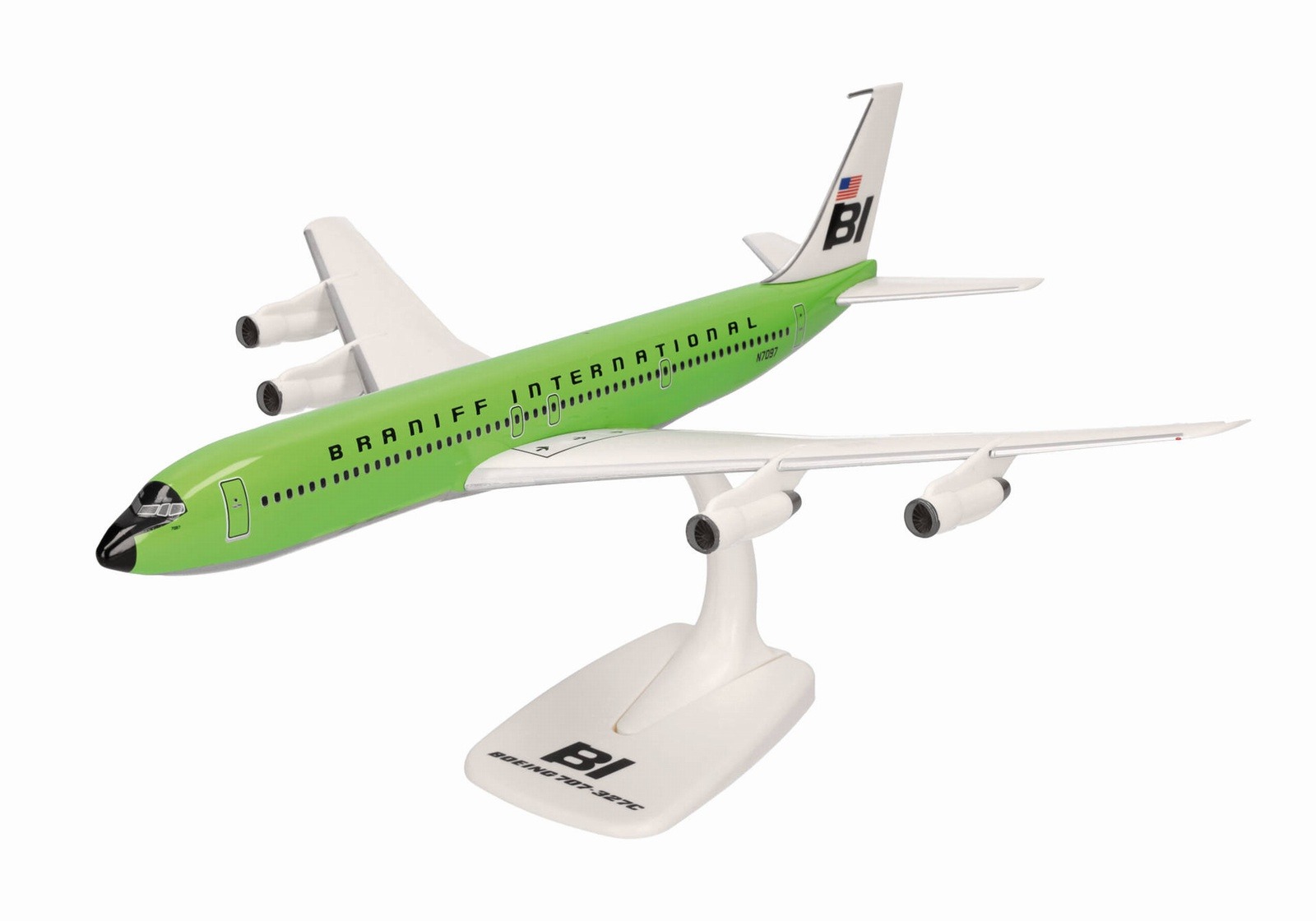 614009 Herpa SNAPFIT Braniff International Airways / ブラニフ航空 B707-320 N7097 Solid lime green 1:144 予約