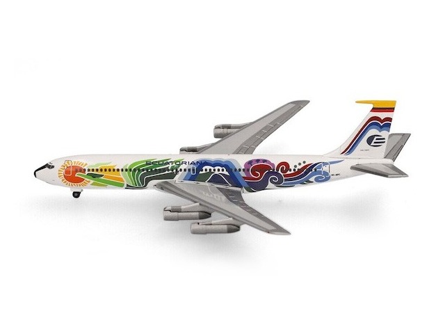 537100 Herpa LIMITED EDITION Ecuatoriana / エクアトリアナ航空 Pajaro del Sol B707-300 HC-BFC プラスチック製スタンド付 1:500  メーカー完売