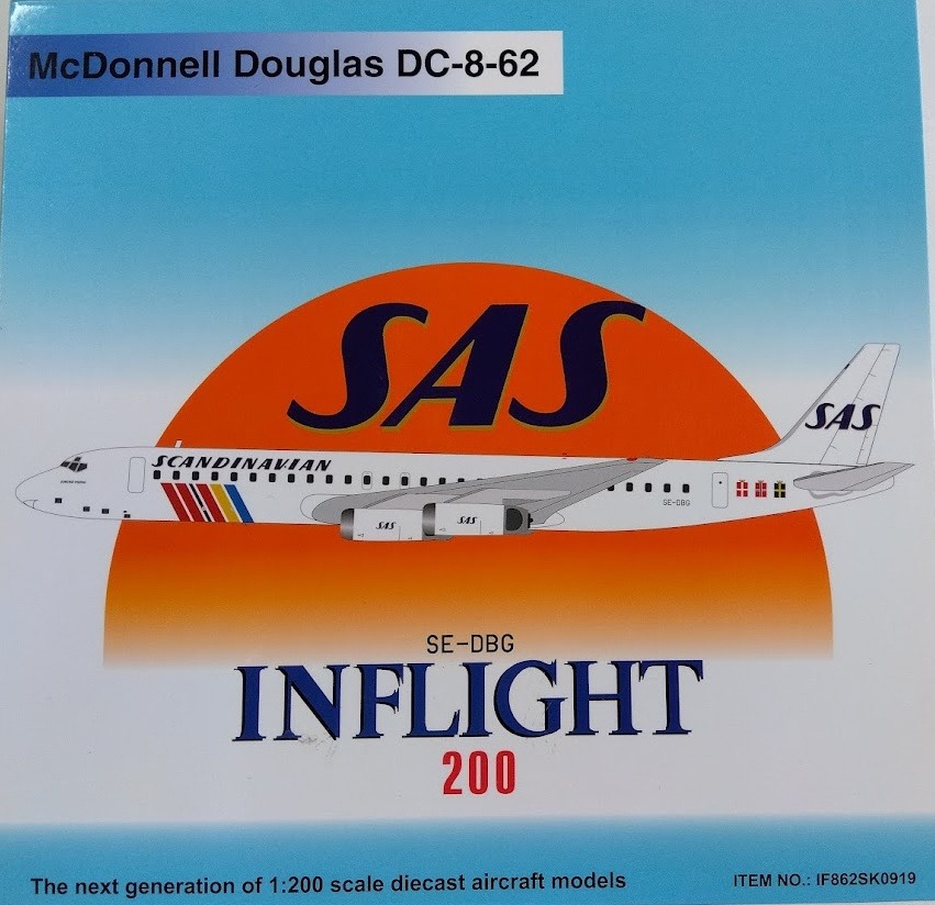 862SK0919 IN Flight200 SAS Scandinavian Airlines / スカンジナビア航空 DC-8-62 SE-DBG スタンド付き 1:200 完売しました。