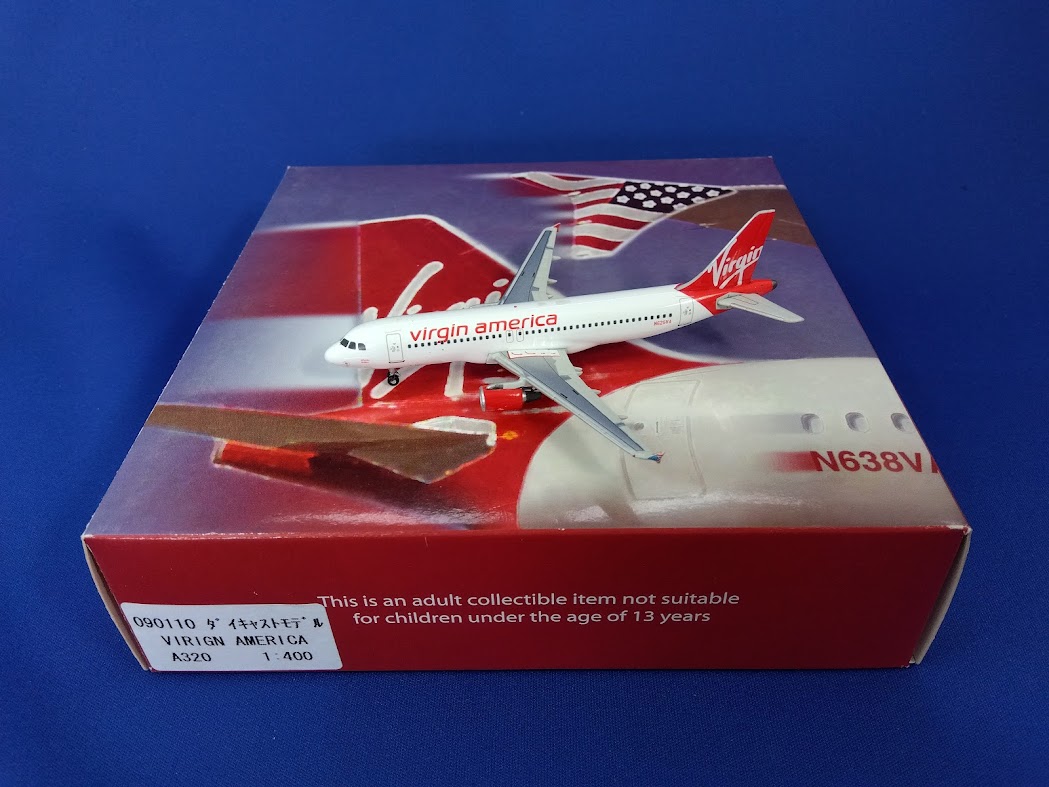 090110 ﾀﾞｲｷｬｽﾄﾓﾃﾞﾙ virgin america / ヴァージン・アメリカ A320 N625VA 1:400 完売しました。