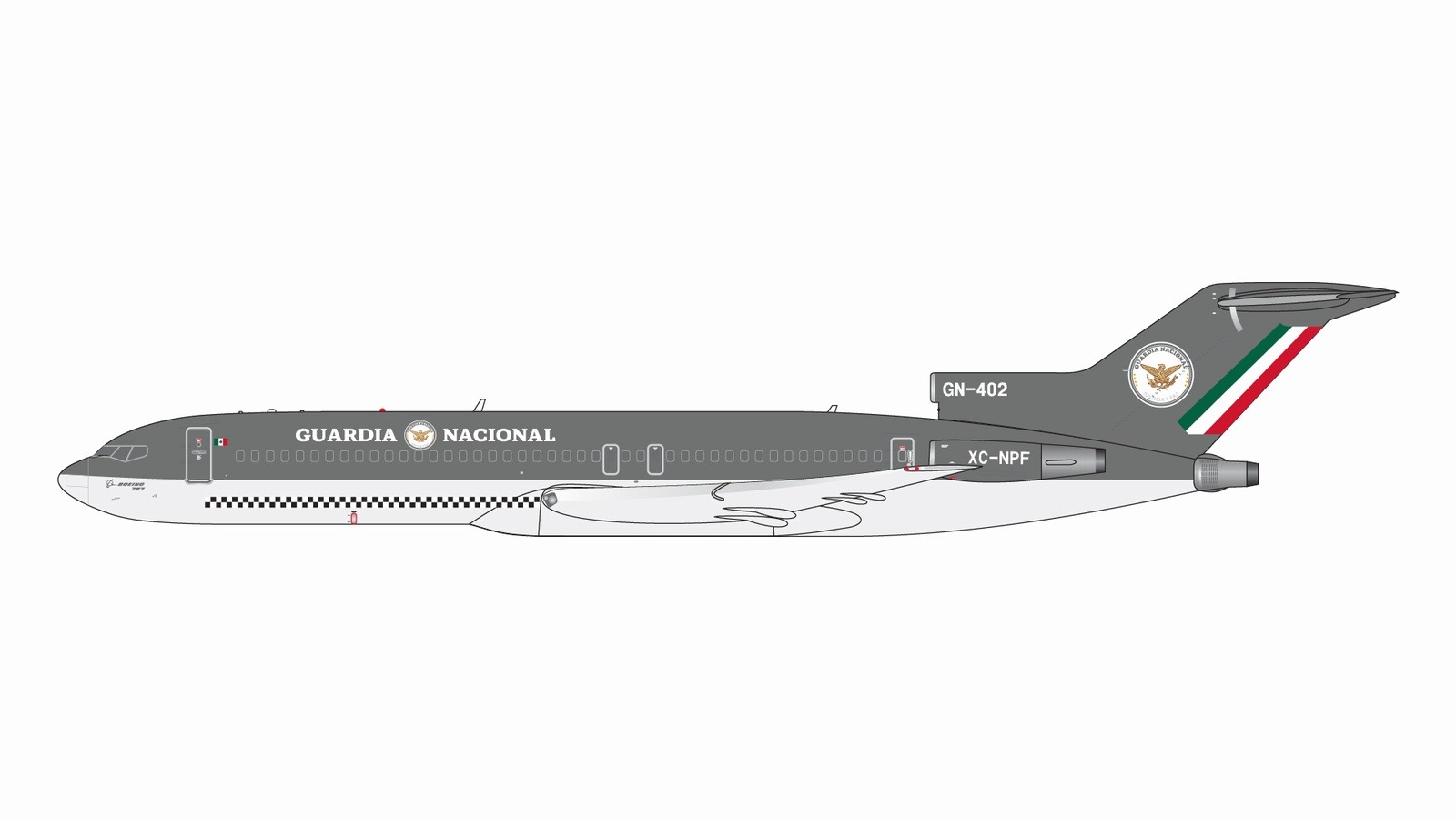 GJPFM2133 GEMINI JETS MEXICAN FEDERAL POLICE / メキシコ連邦警察 Guardia Nacional B727-200/Adv. XC-NPF/GN-402 1:400