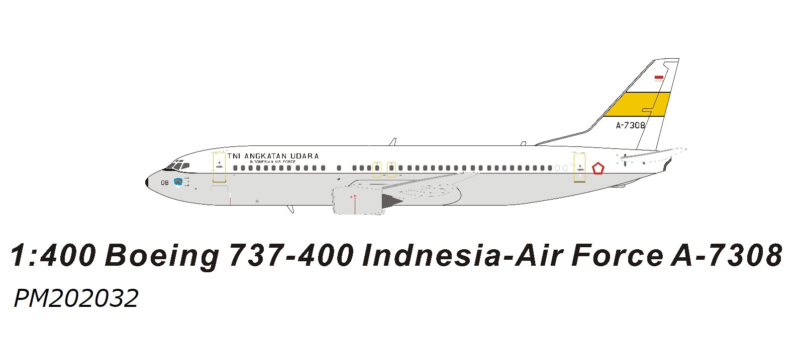 PM202032 PandaModel Indonesian Air Force / インドネシア空軍 B737-400 A-7308 1:400 完売しました。
