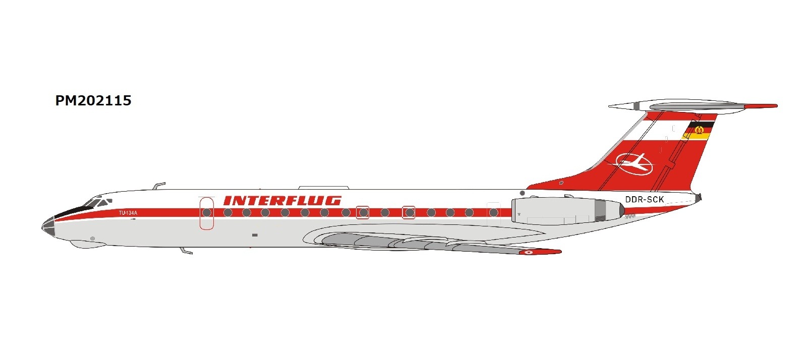 PM202115 PandaModel Interflug / インターフルグ/インターフルーク Tu-134 DDR-SCK 1:400 完売しました。