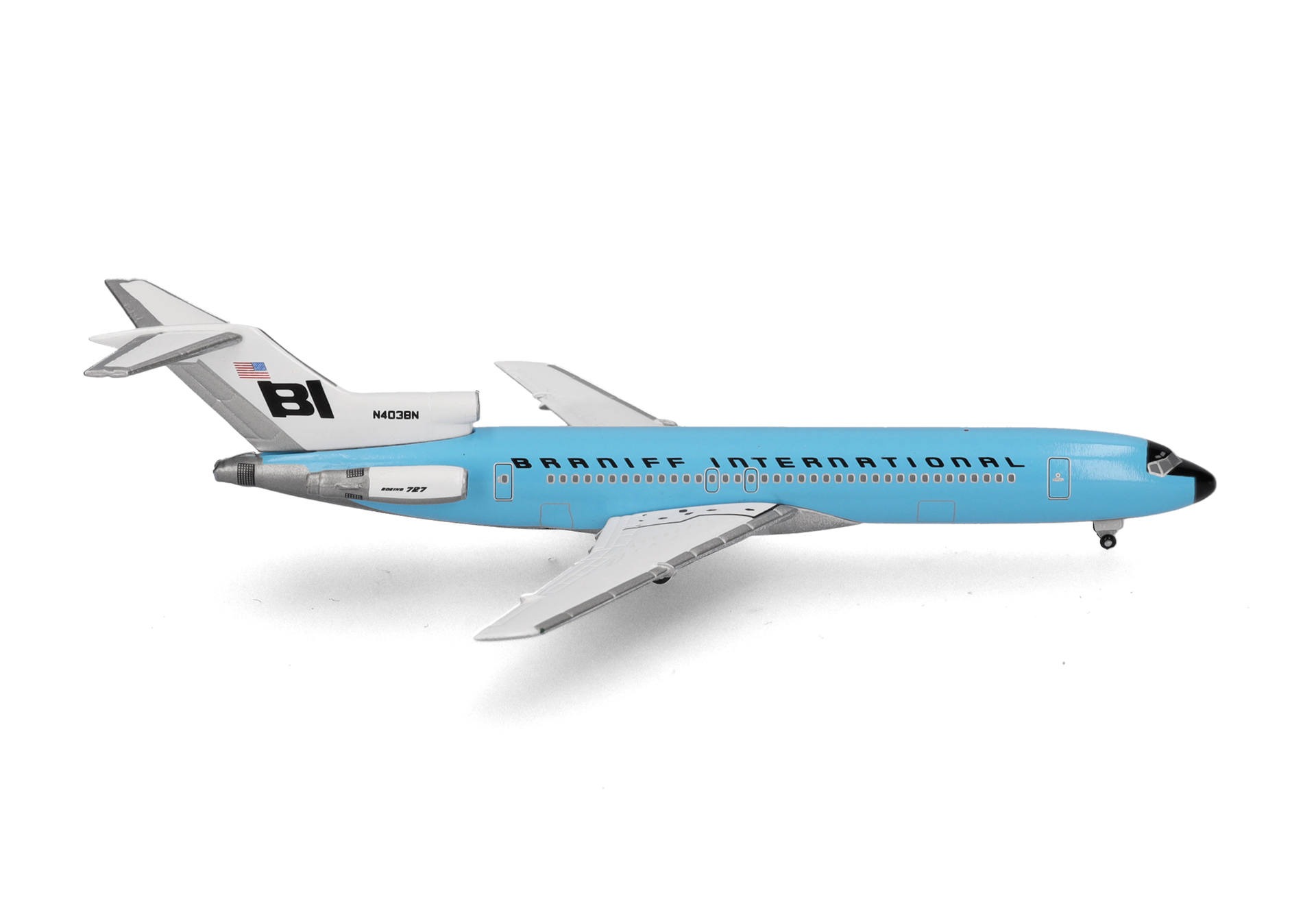 537544 Herpa Braniff International Airways / ブラニフ航空 B727-200 N403BN Solid New Dark Blue 1:500