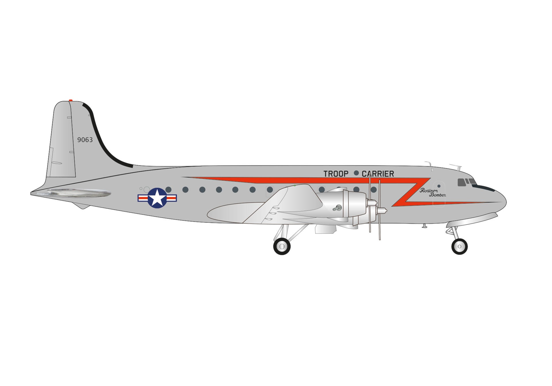 573177 Herpa U.S. Air Force / アメリカ空軍 C-54 44-9063 Rosinenbomber 1:200