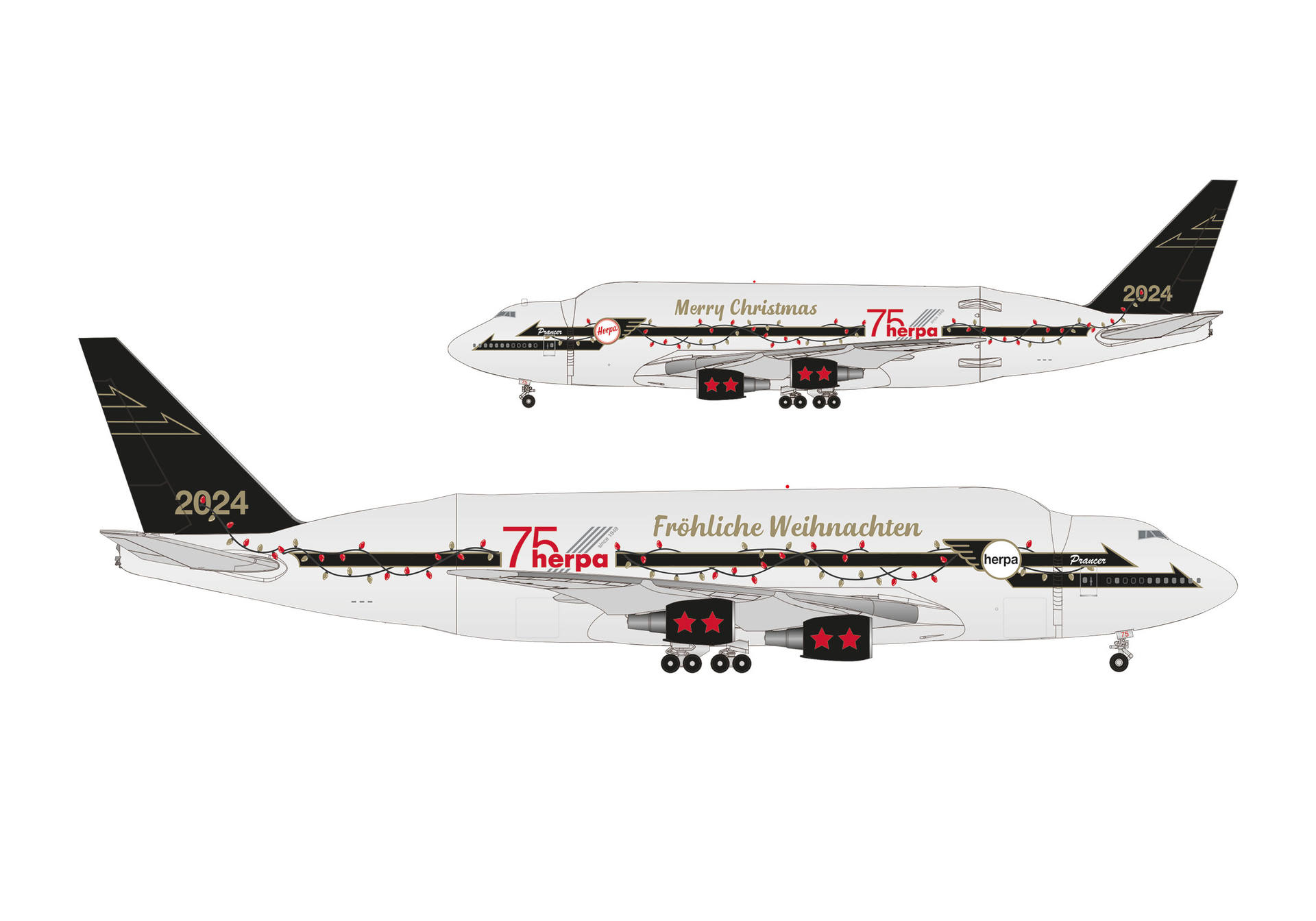 537971 Herpa Christmas model / クリスマスモデル B747-400LCF 2024 Prancer 1:500 メーカー完売