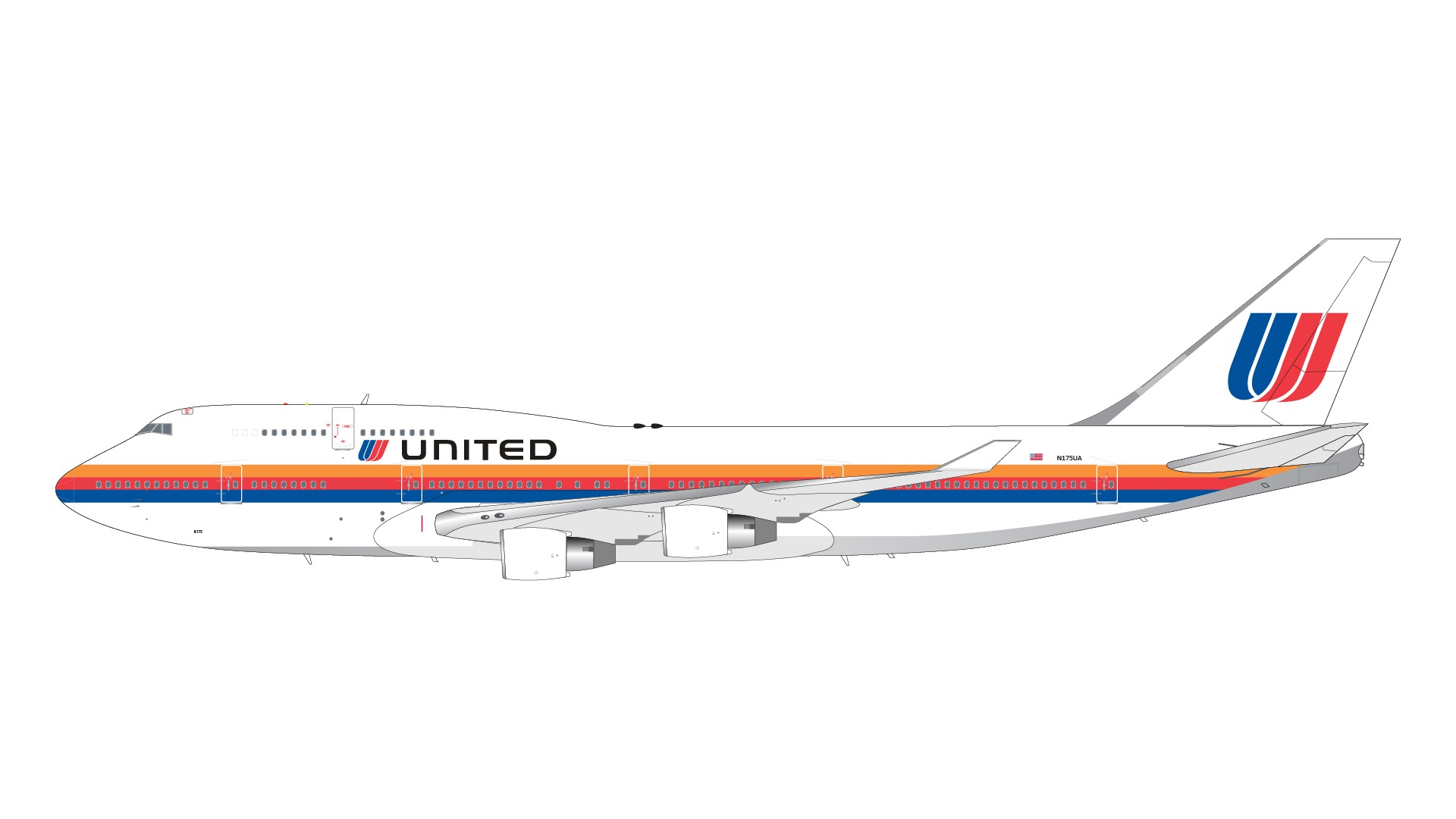 G2UAL1104 GEMINI 200 United Airlines / ユナイテッド航空 B747-400 N175UA Saul Bass livery 1:200 完売しました。