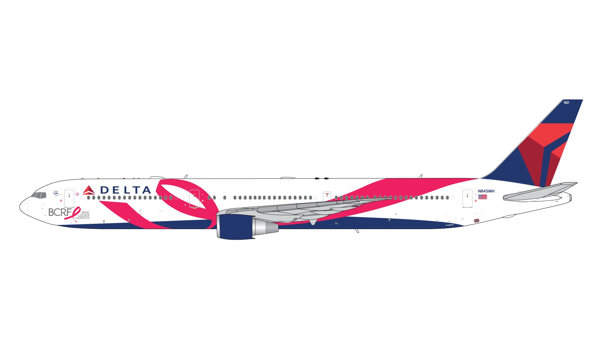 GJDAL2154 GEMINI JETS Delta Air Lines / デルタ航空 pink ribbon/Breast Cancer Res. Fdn. B767-400ER N845MH 1:400