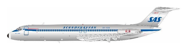941SK0724P IN Flight200 SAS Scandinavian Airlines / スカンジナビア航空 Polished DC-9-41 OY-KGS スタンド付き 1:200 メーカー完売