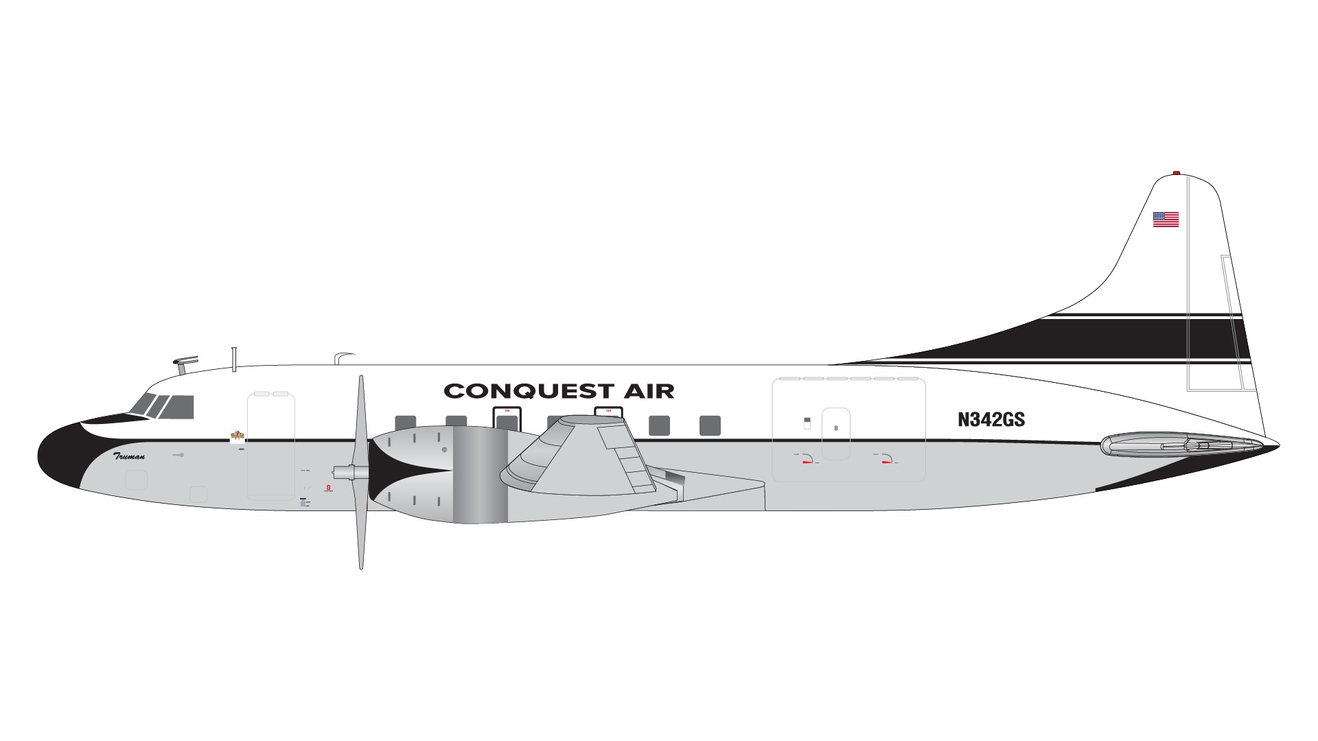G2QAI1289 GEMINI 200 Conquest Air Cargo / コンクエスト航空貨物 C-131F (CV-340) N342GS Samaritan 1:200 お取り寄せ