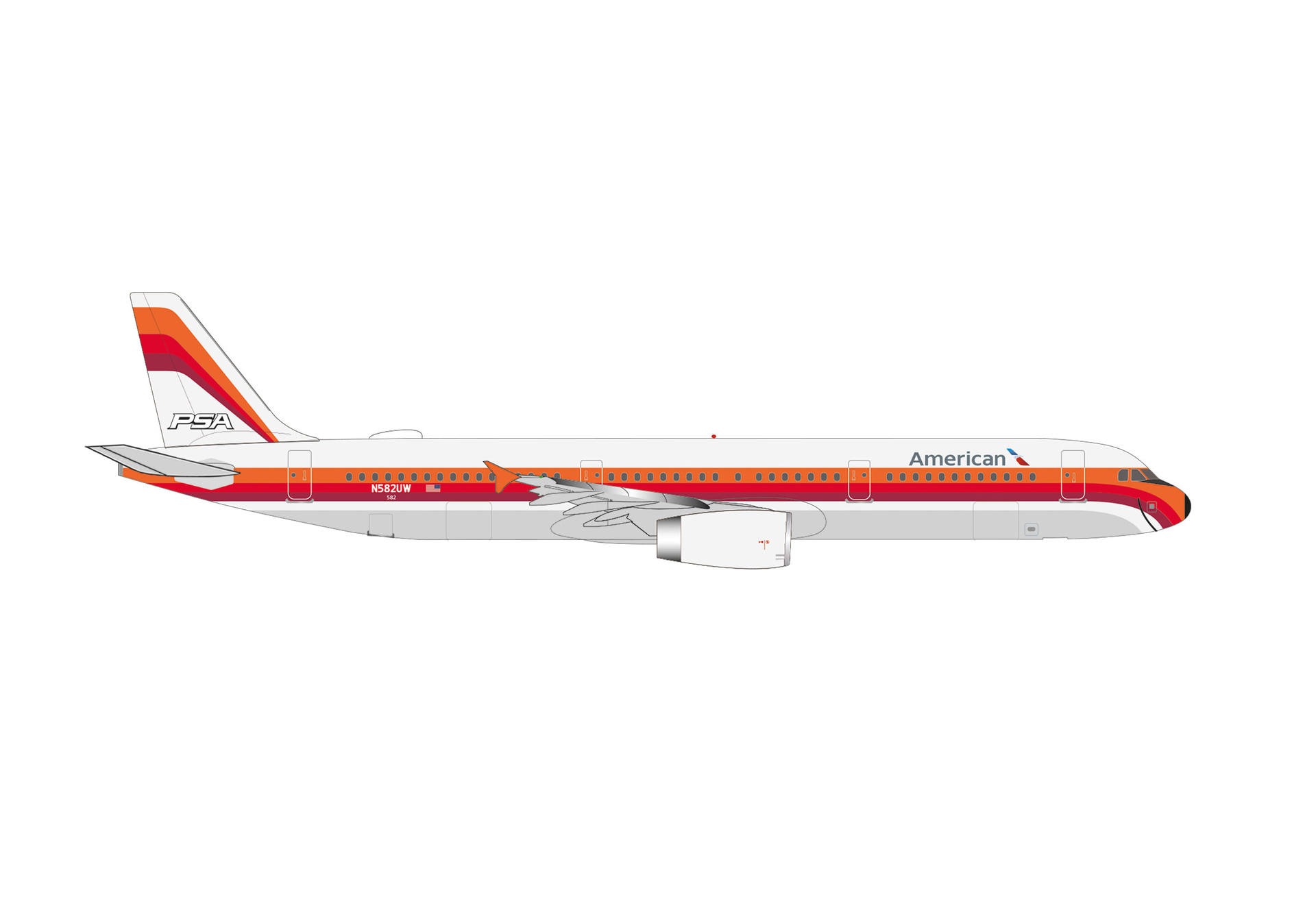 538244 Herpa American Airlines / アメリカン航空 A321 N582UW PSA Heritage livery 1:500 メーカー完売