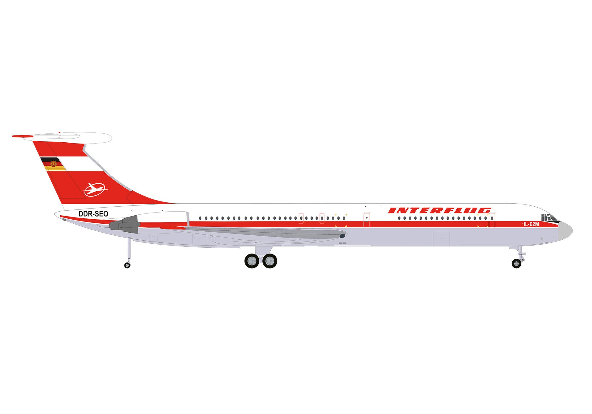 571708-001 Herpa Interflug / インターフルグ/インターフルーク IL-62M DDR-SEO 1:200 完売しました。