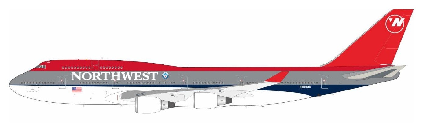 B744666 B-MODELS Northwest Airlines / ノースウエスト航空 B747-400 N666US 1:200 スタンド付 完売しました。