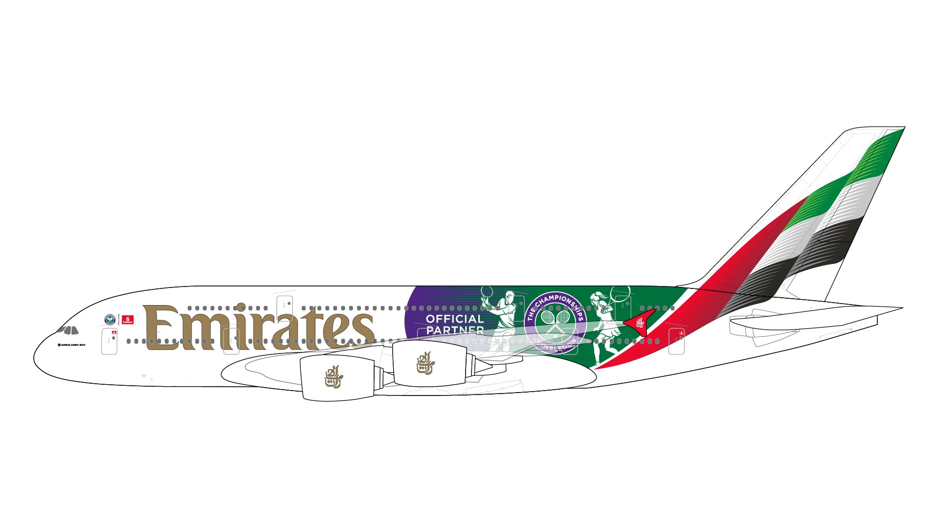 G2UAE1347 GEMINI 200 Emirates / エミレーツ航空 A380-800 A6-EOE Wimbledon - Official Partner 1:200 お取り寄せ