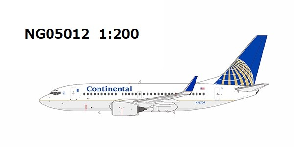 NG05012 NG MODELS Continental Airlines / コンチネンタル航空 B737-700w N16709 1:200 お取り寄せ