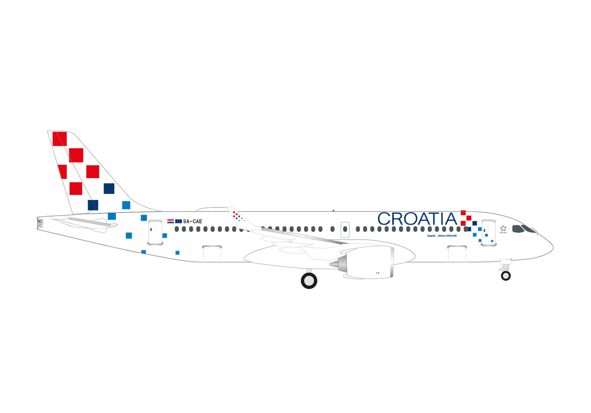 538275 Herpa Croatia Airlines / クロアチア航空 A220-300 9A-CAE Zagreb 1:500 メーカー完売